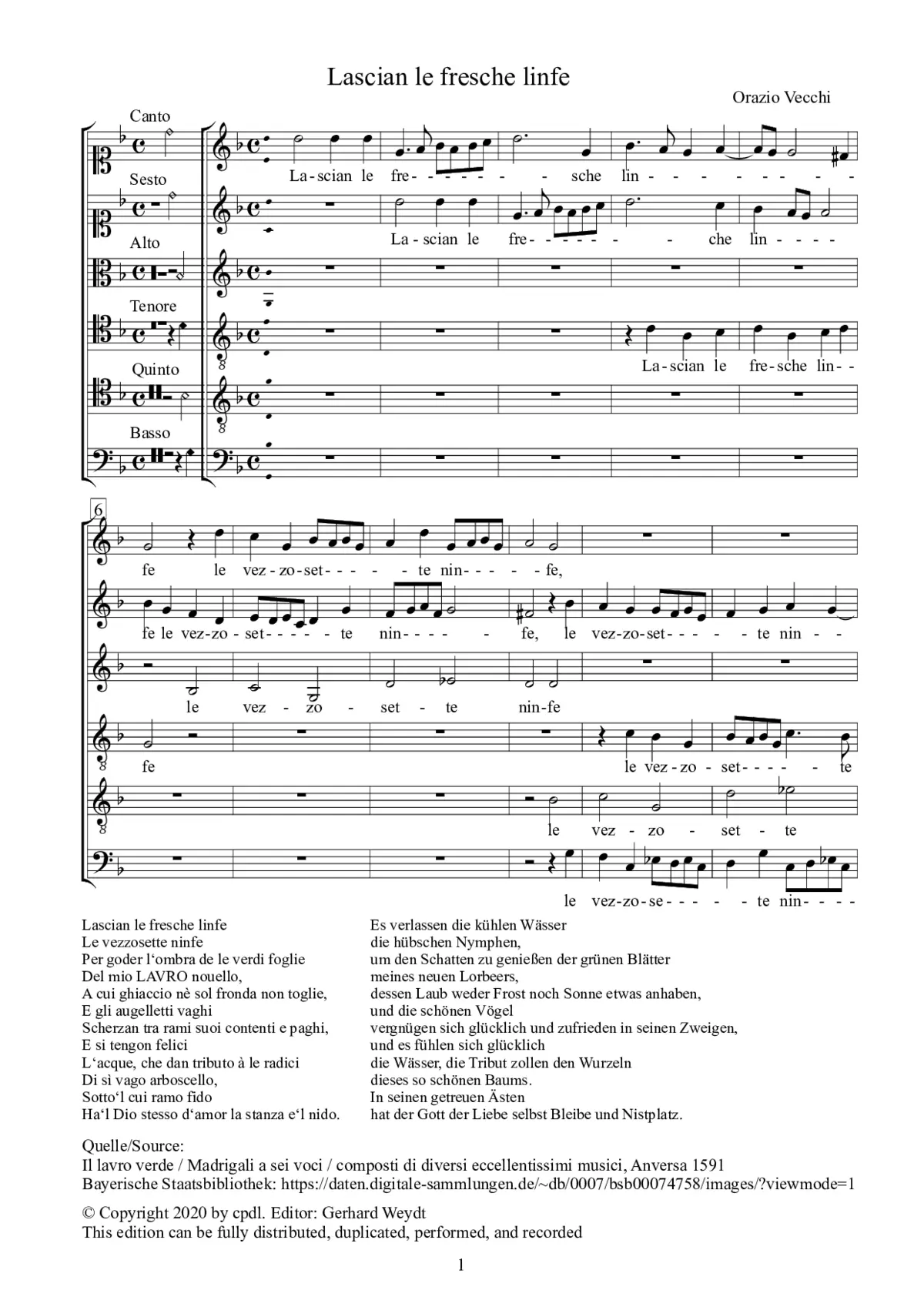 Lascian le fresche linfe - Page 1