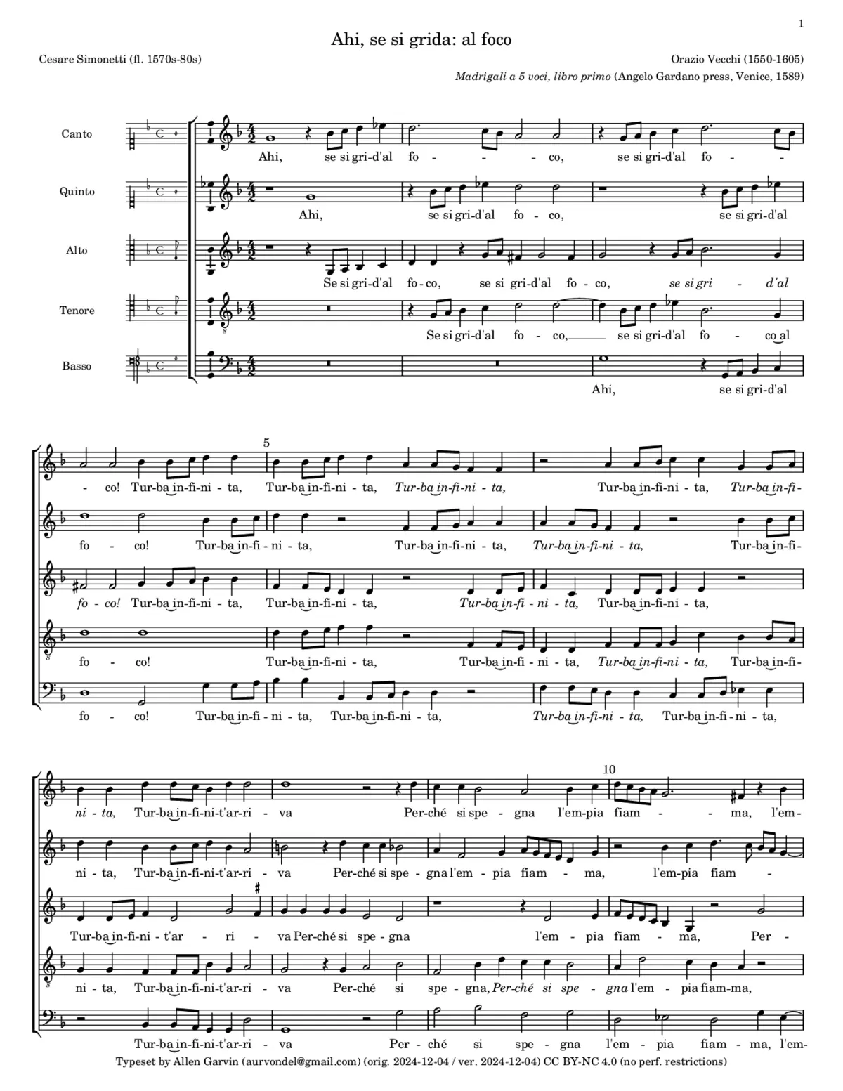 Ahi, se si grida: al foco - Page 1