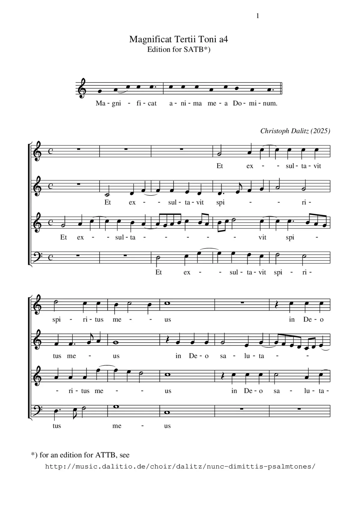 Magnificat Tertii Toni a 4 - Page 1