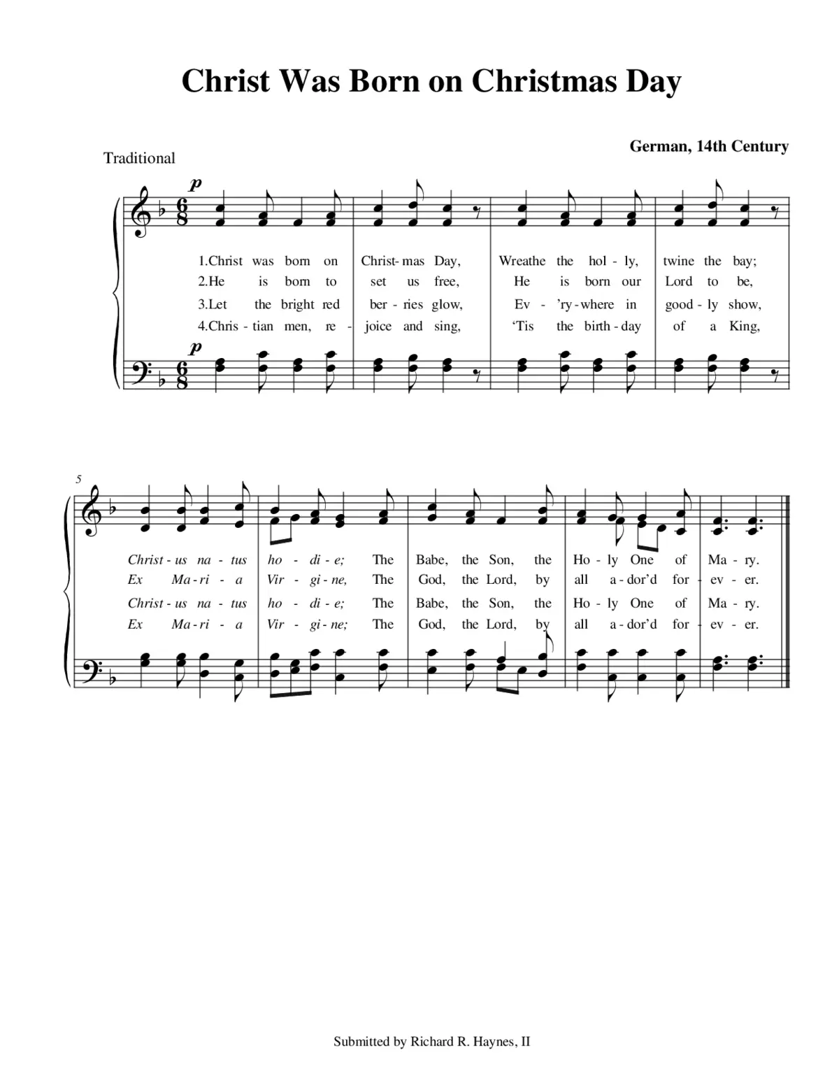 Christ was born on Christmas Day - Page 1
