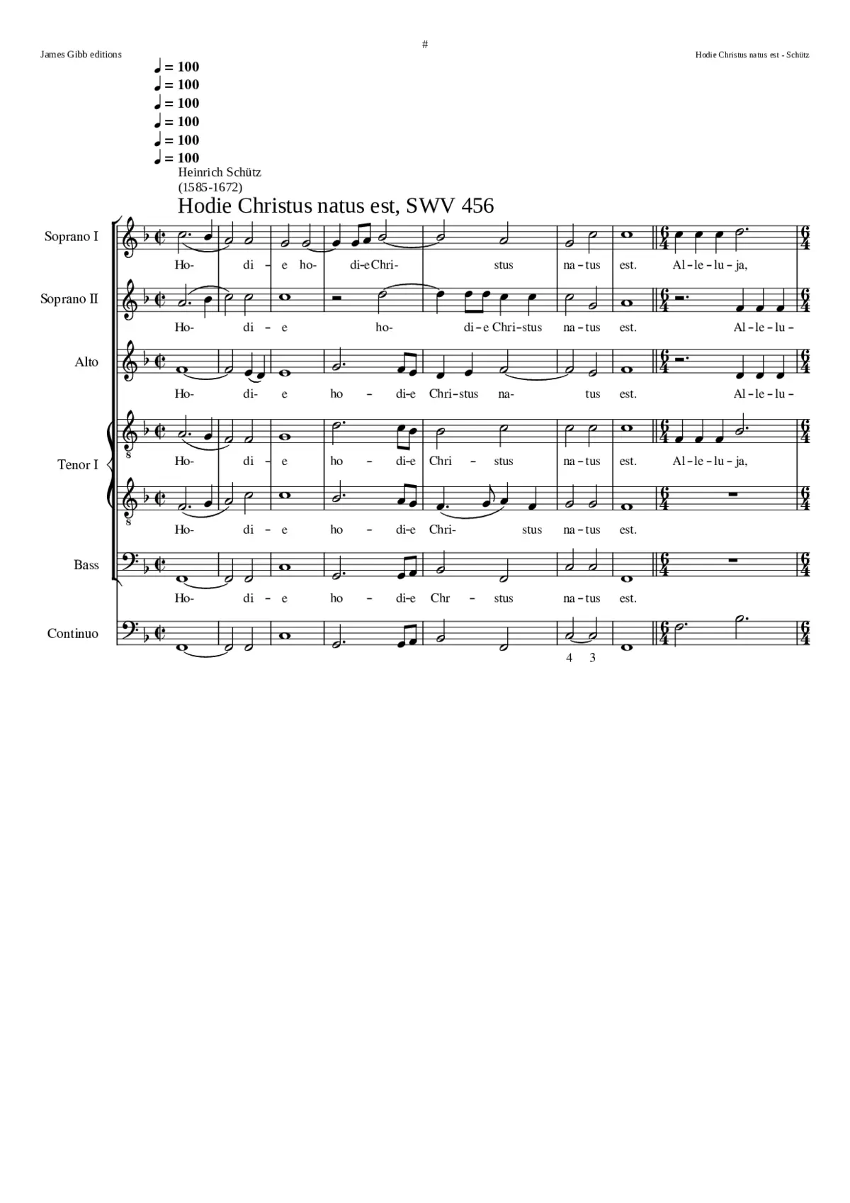 Hodie Christus natus est SWV 456 - Page 1