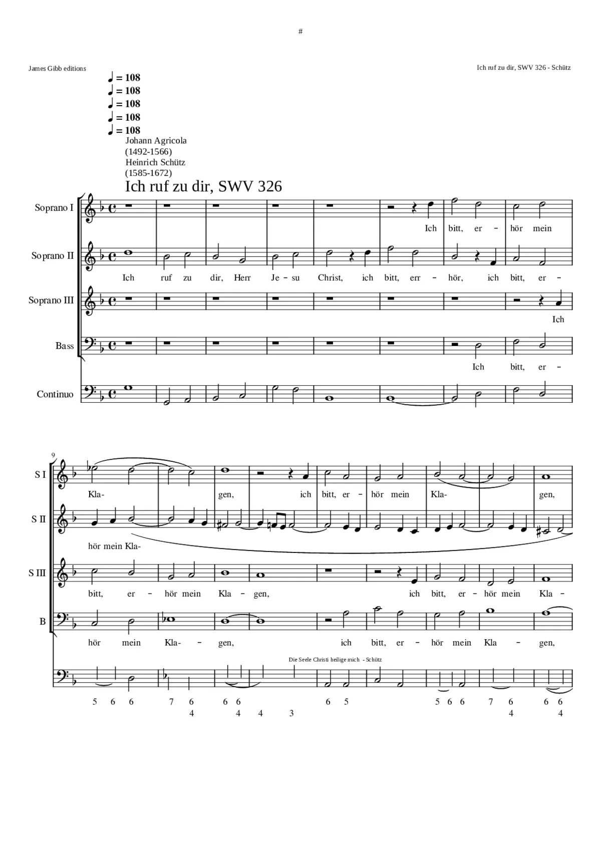 Ich ruf zu dir Herr Jesu Christ SWV 326 - Page 1