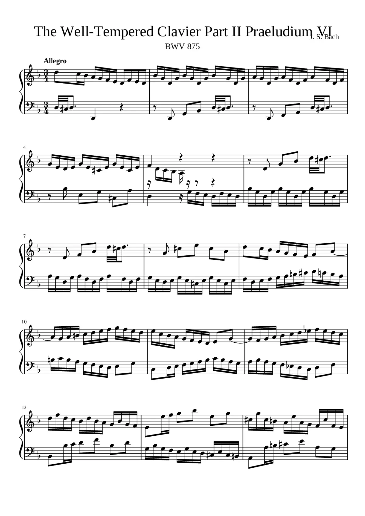 Prelude and Fugue in D minor BWV 875 - Page 1