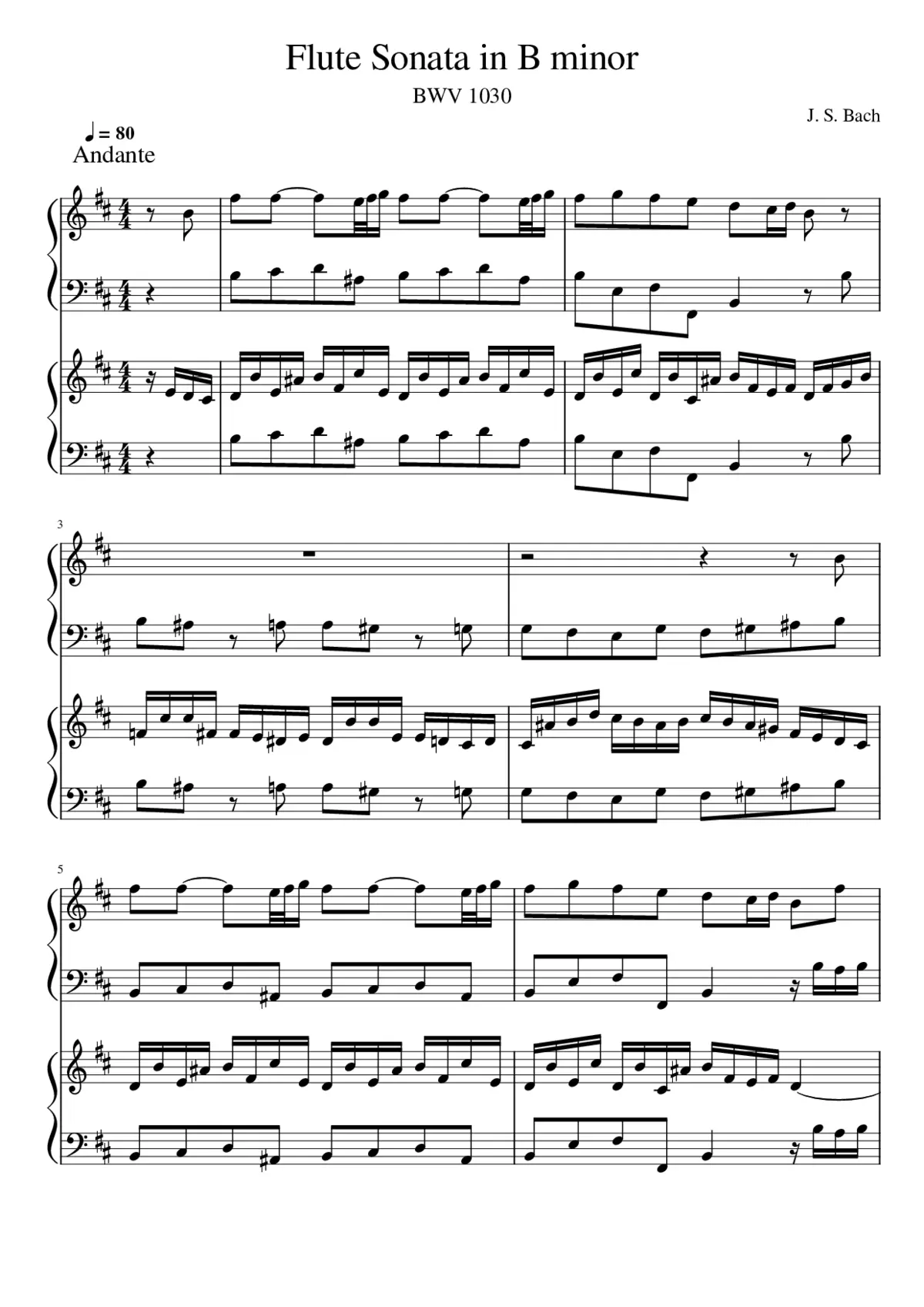 Flute Sonata in B minor BWV 1030 - Page 1
