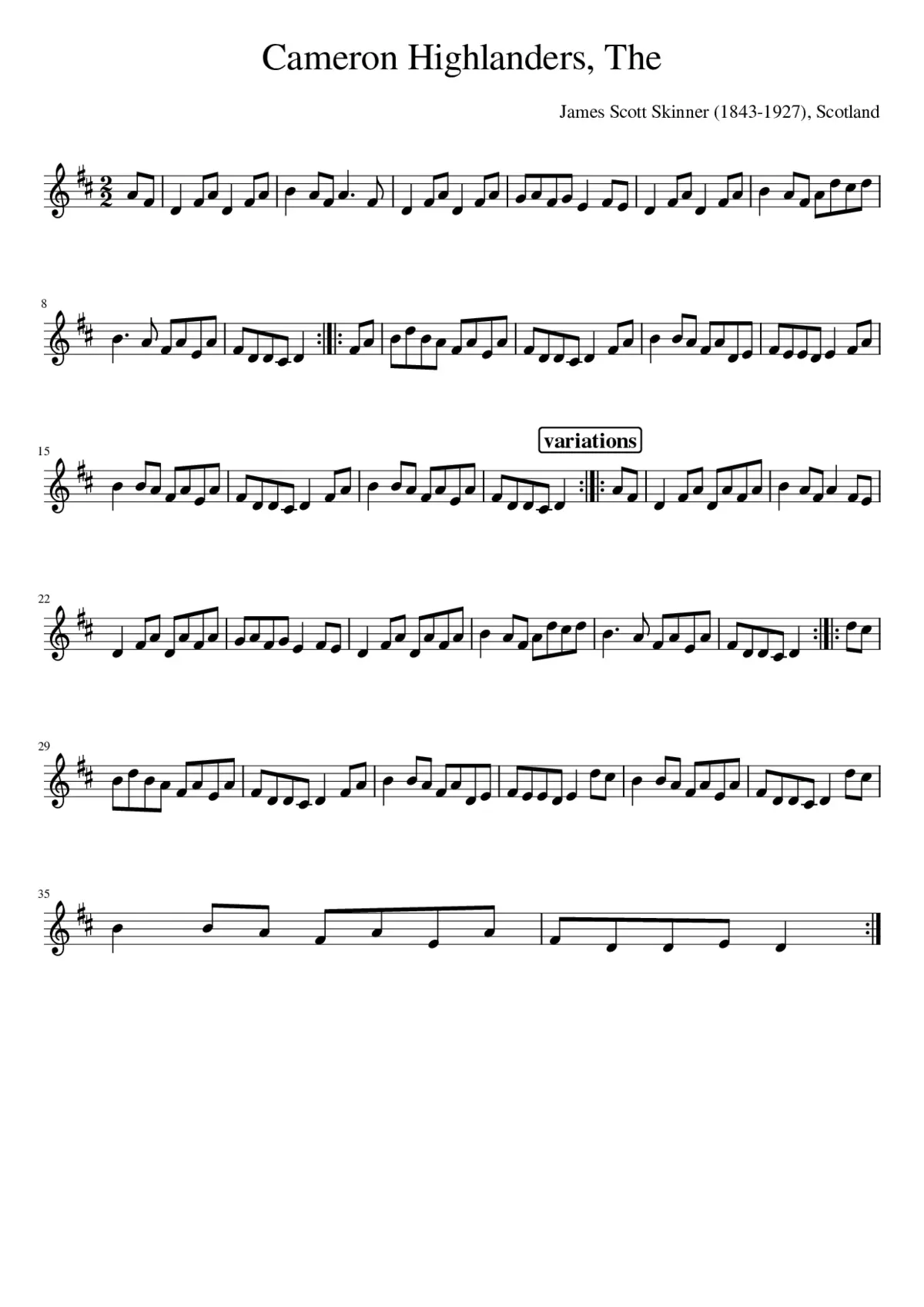 The Cameron Highlanders - Page 1