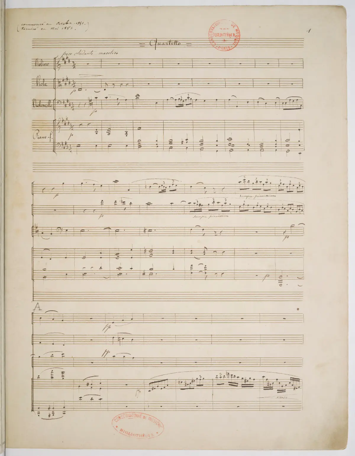 Piano Quartet in E major - Page 1