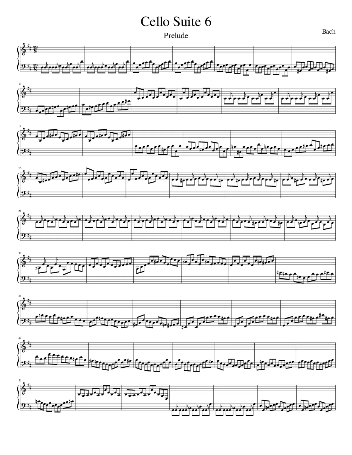cello suite no 6 - prelude - Page 1