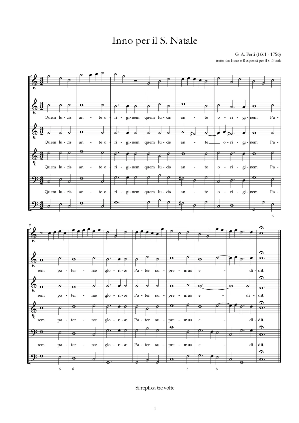 Inno e responsi pel santo Natale a 4 voci con violini - Page 1