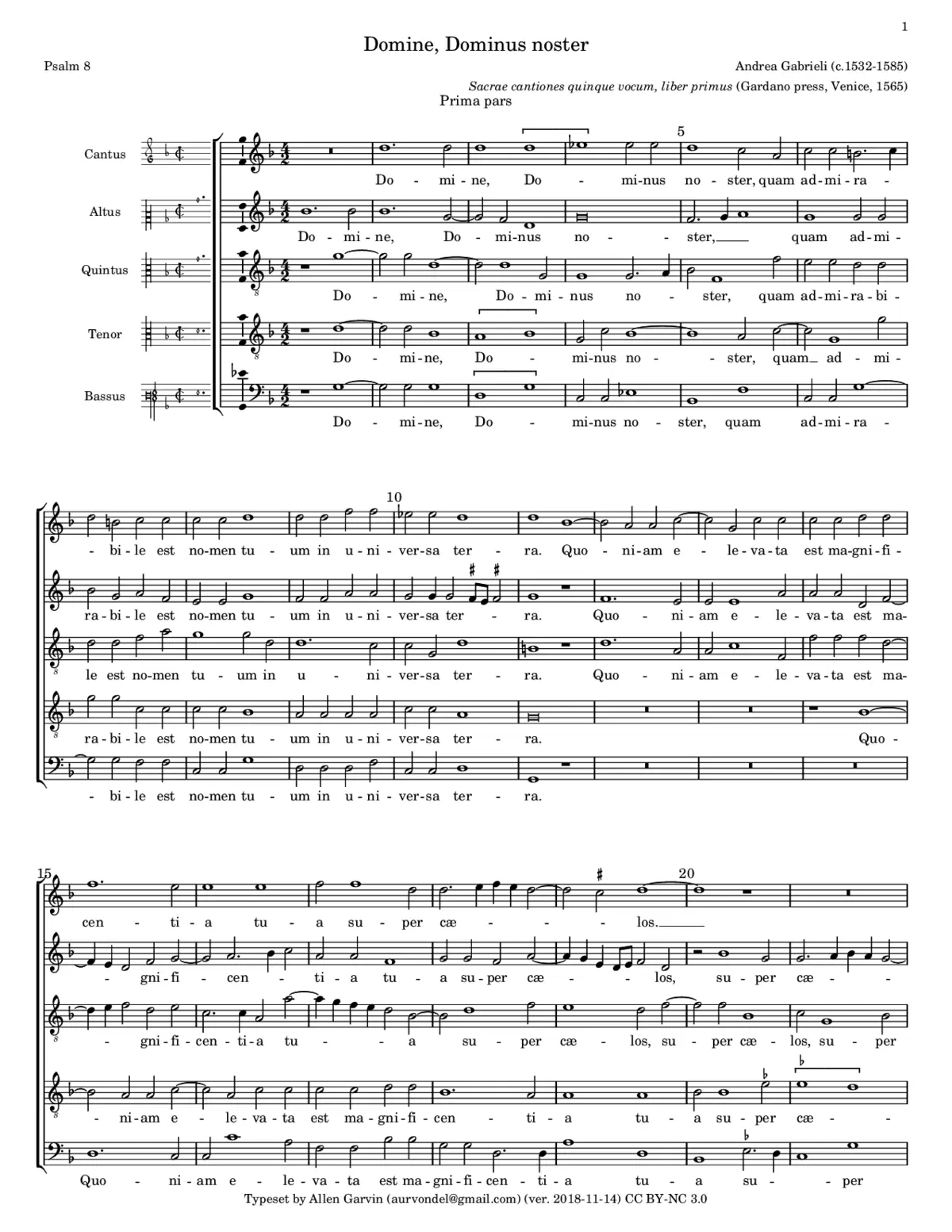 Domine Dominus noster a 5 - Page 1