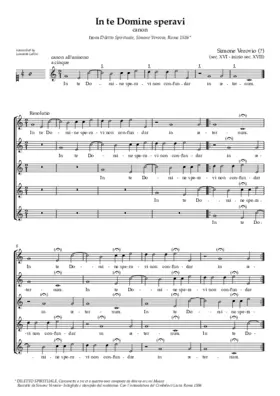 In te Domine speravi, Canon all' unisono à cinque