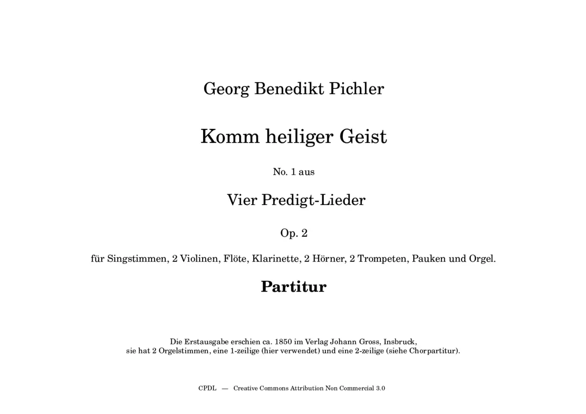 Komm heiliger Geist, Op.2 No.1 - Page 1