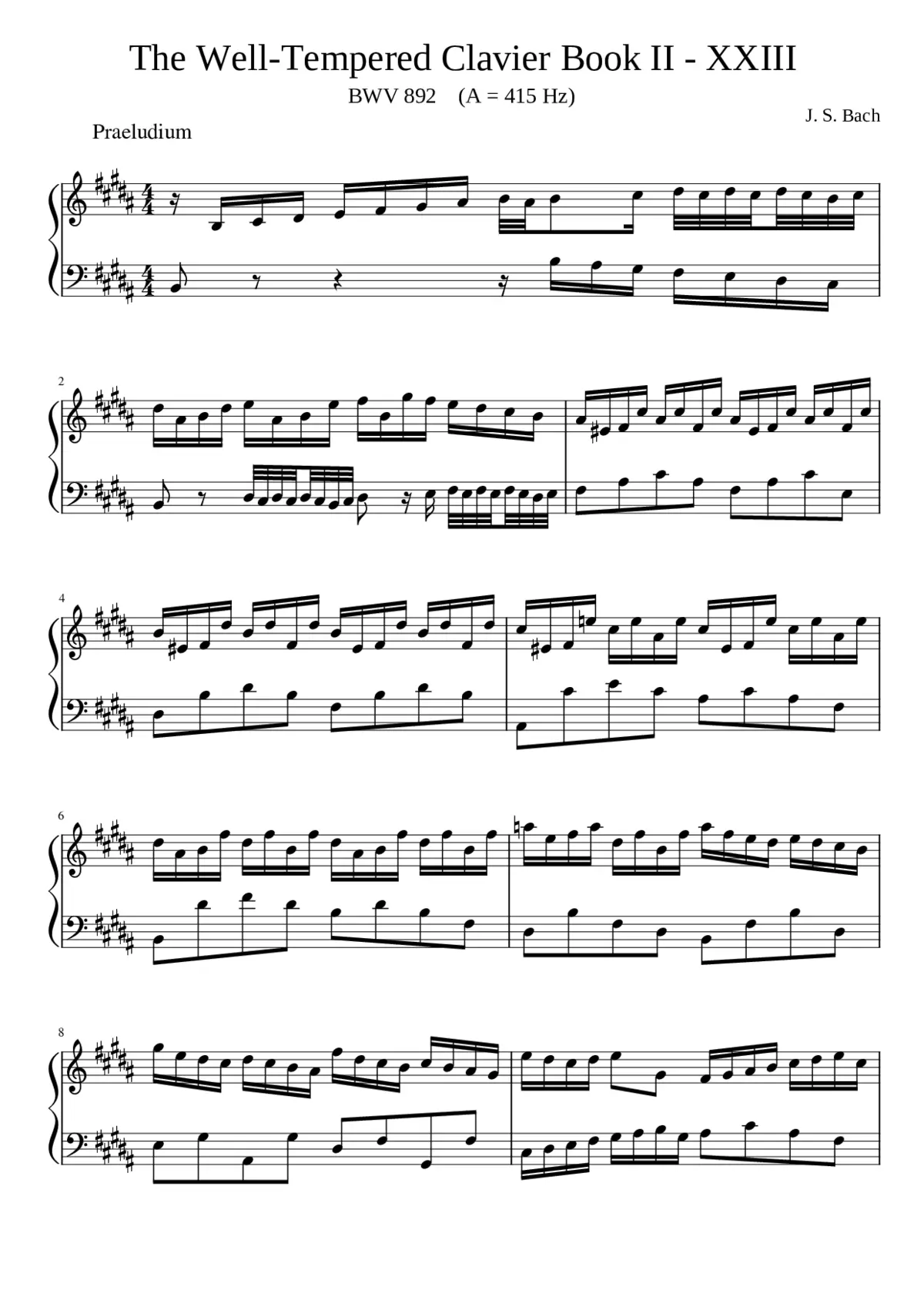 Prelude and Fugue in B major BWV 892 - Page 1
