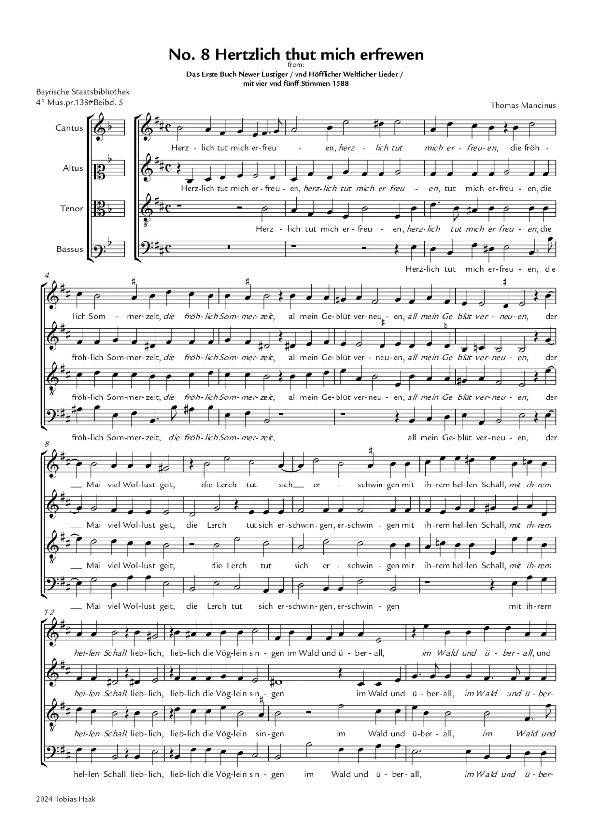 Hertzlich thut mich erfrewen - Page 1