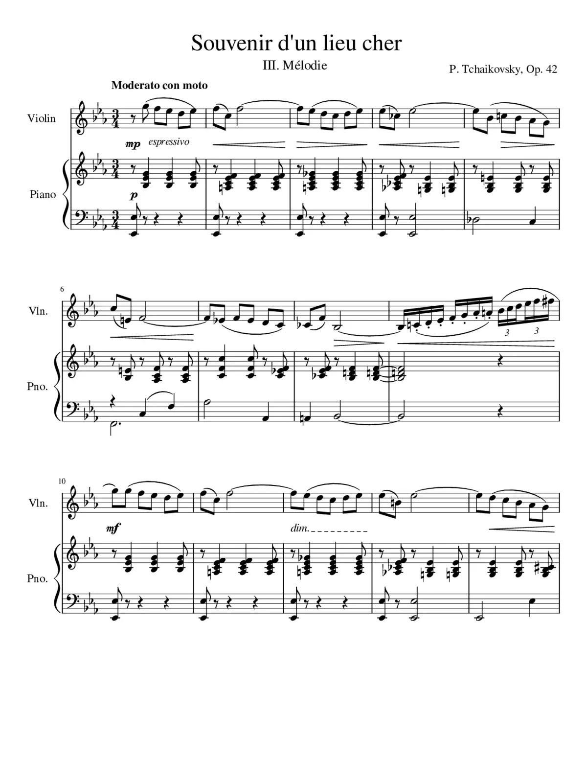 Souvenir d'un lieu cher Op.42 - Page 1