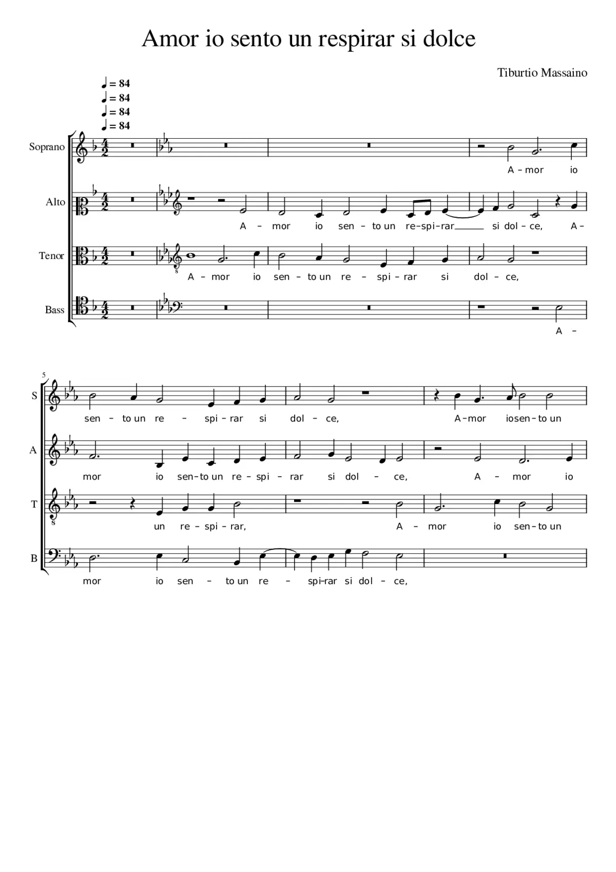 Amor io sento un respirar si dolce - Page 1