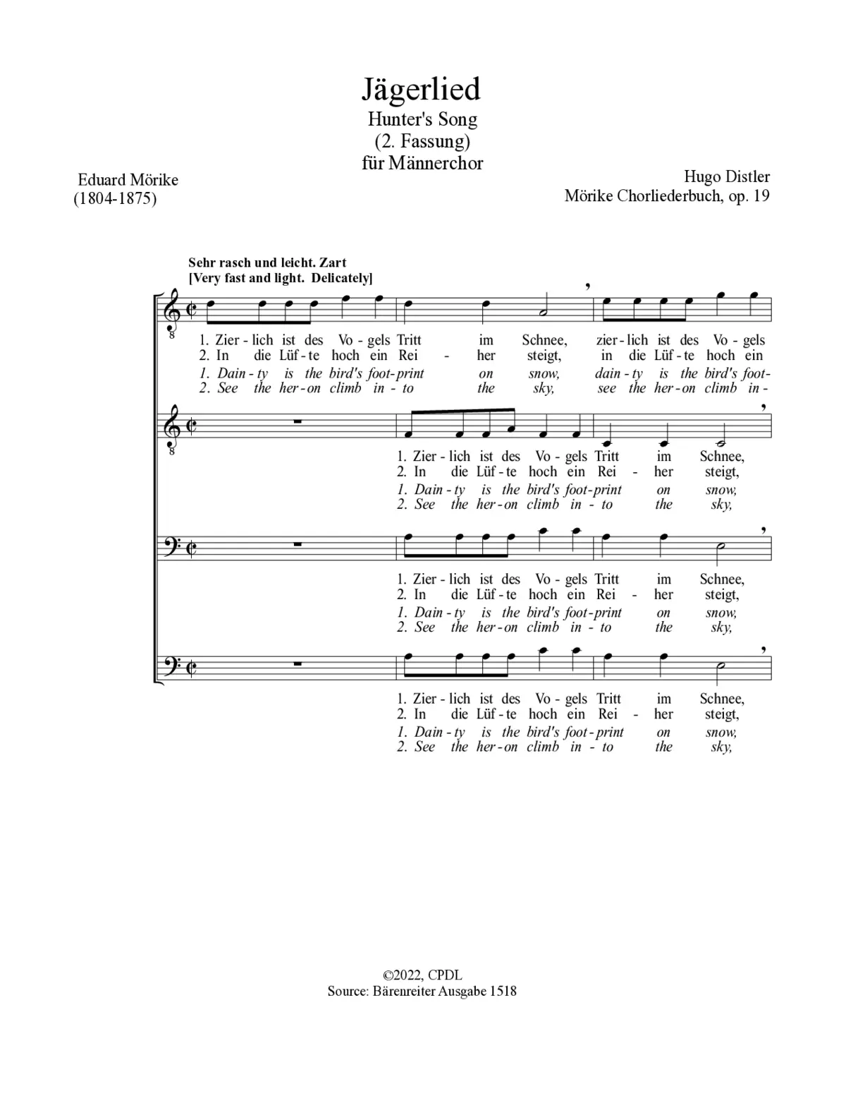 Jägerlied (2. Fassung) - Page 1