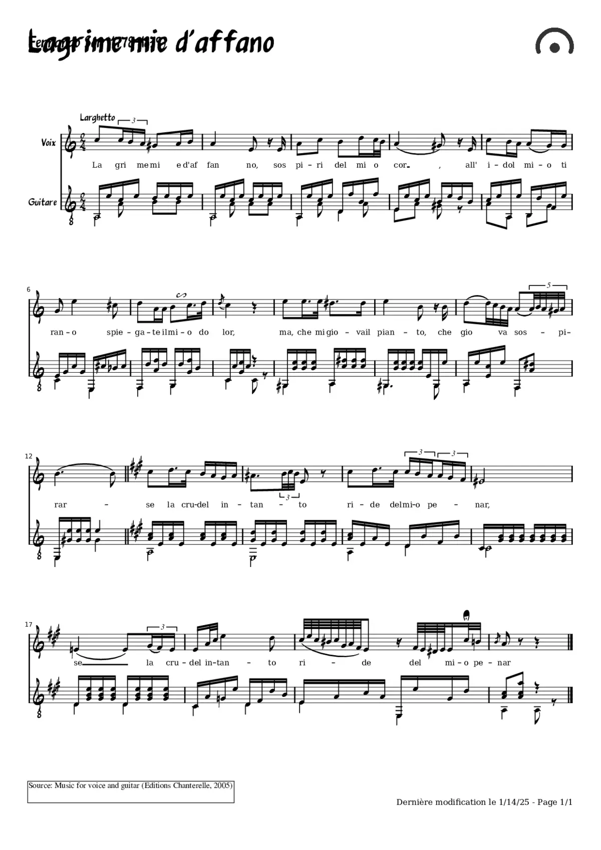 Lagrime mie d'affanno - Page 1