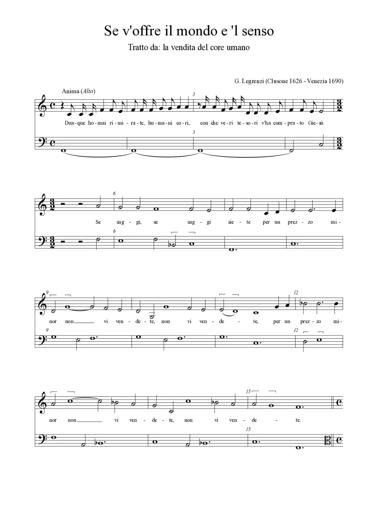Coro: Se v'offre il mondo e 'l senso - Page 1