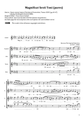 Magnificat Sexti Toni a 4, pares