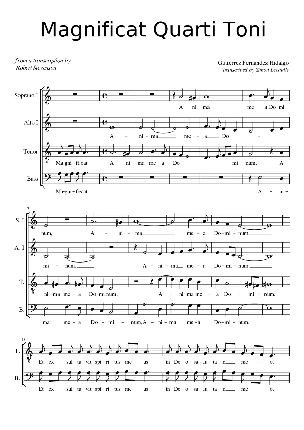 Magnificat Quarti Toni - Page 1