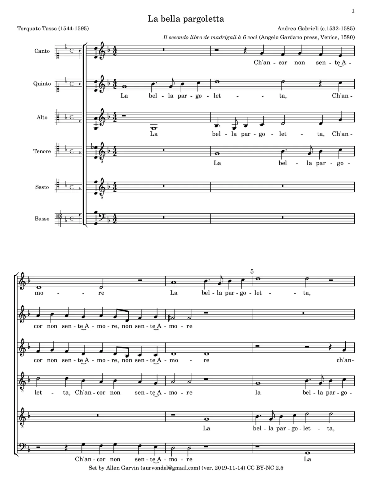 La bella pargoletta - Page 1