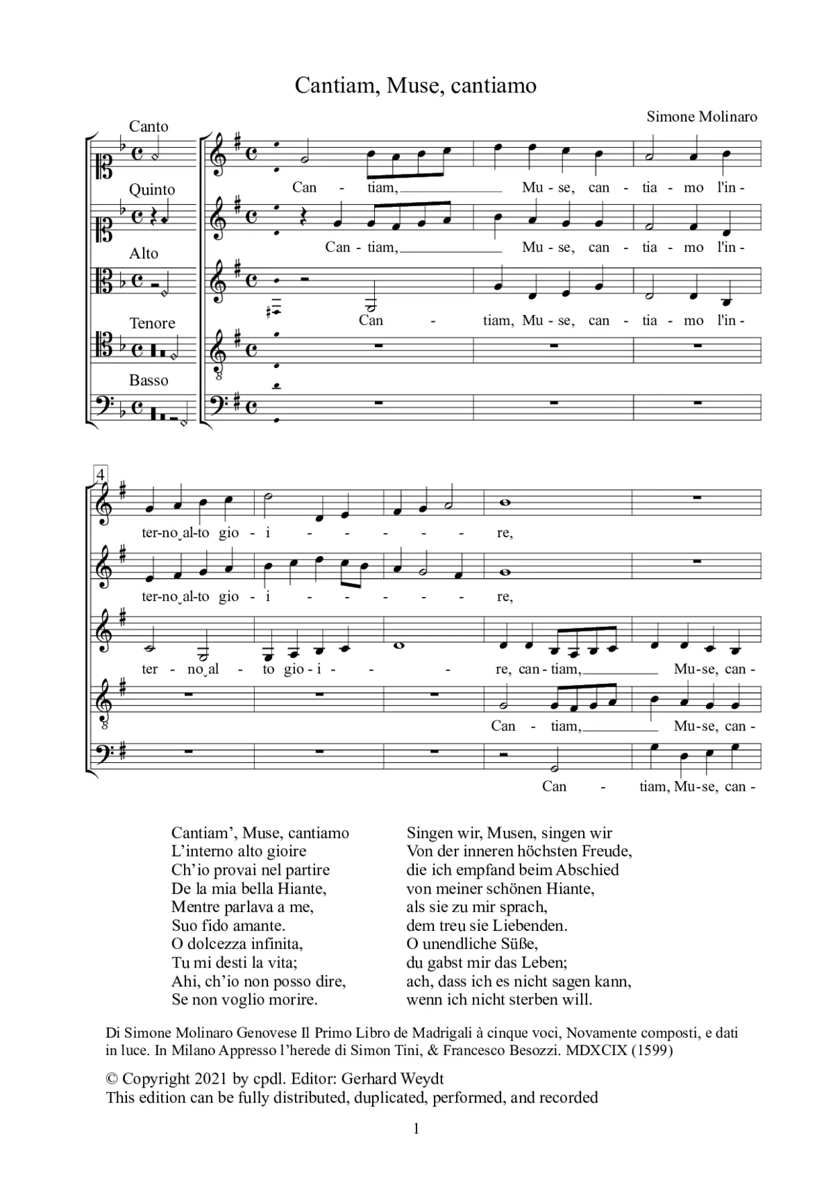 Cantiam, Muse, cantiamo - Page 1