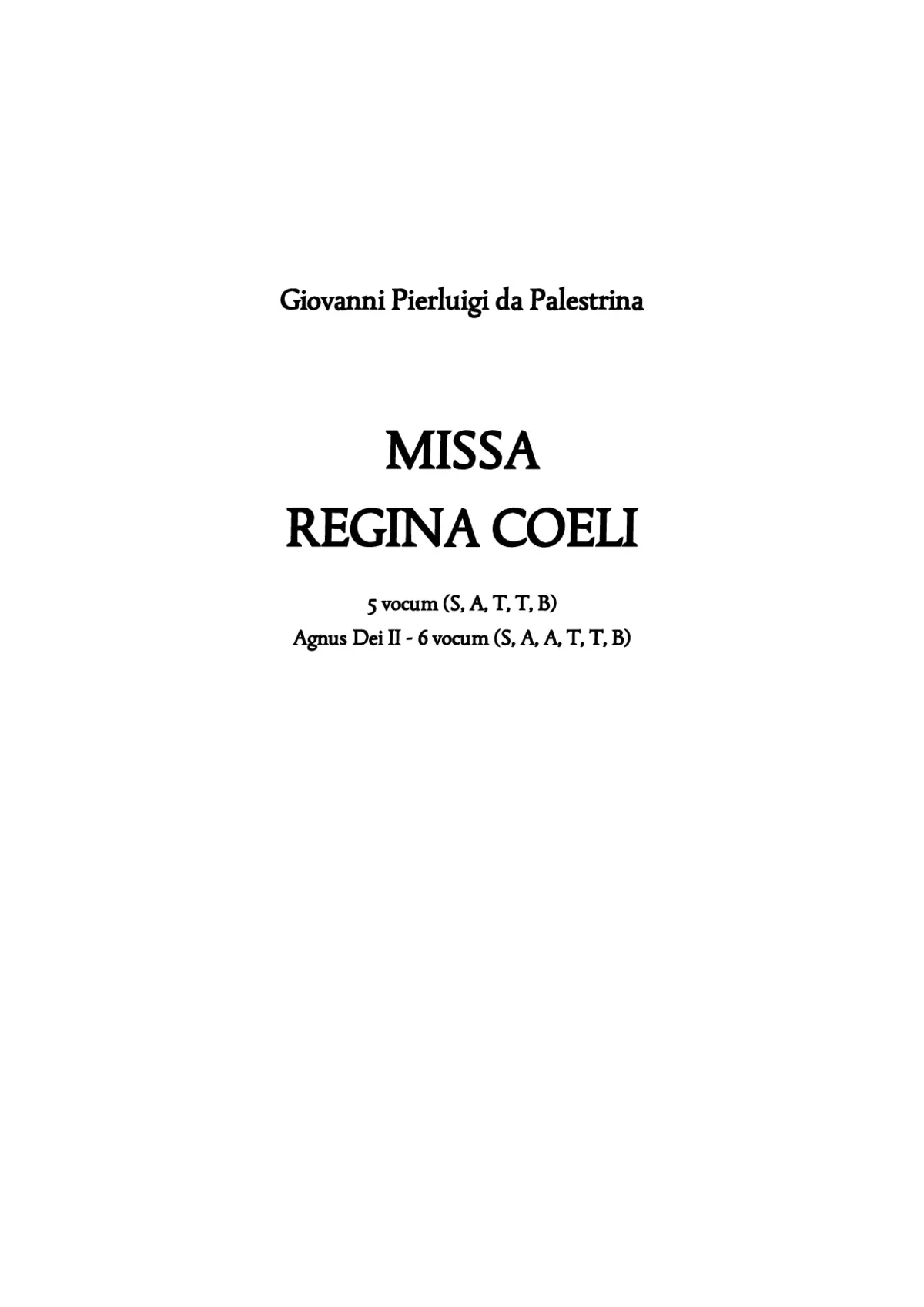Missa Regina caeli a 5 - Page 1
