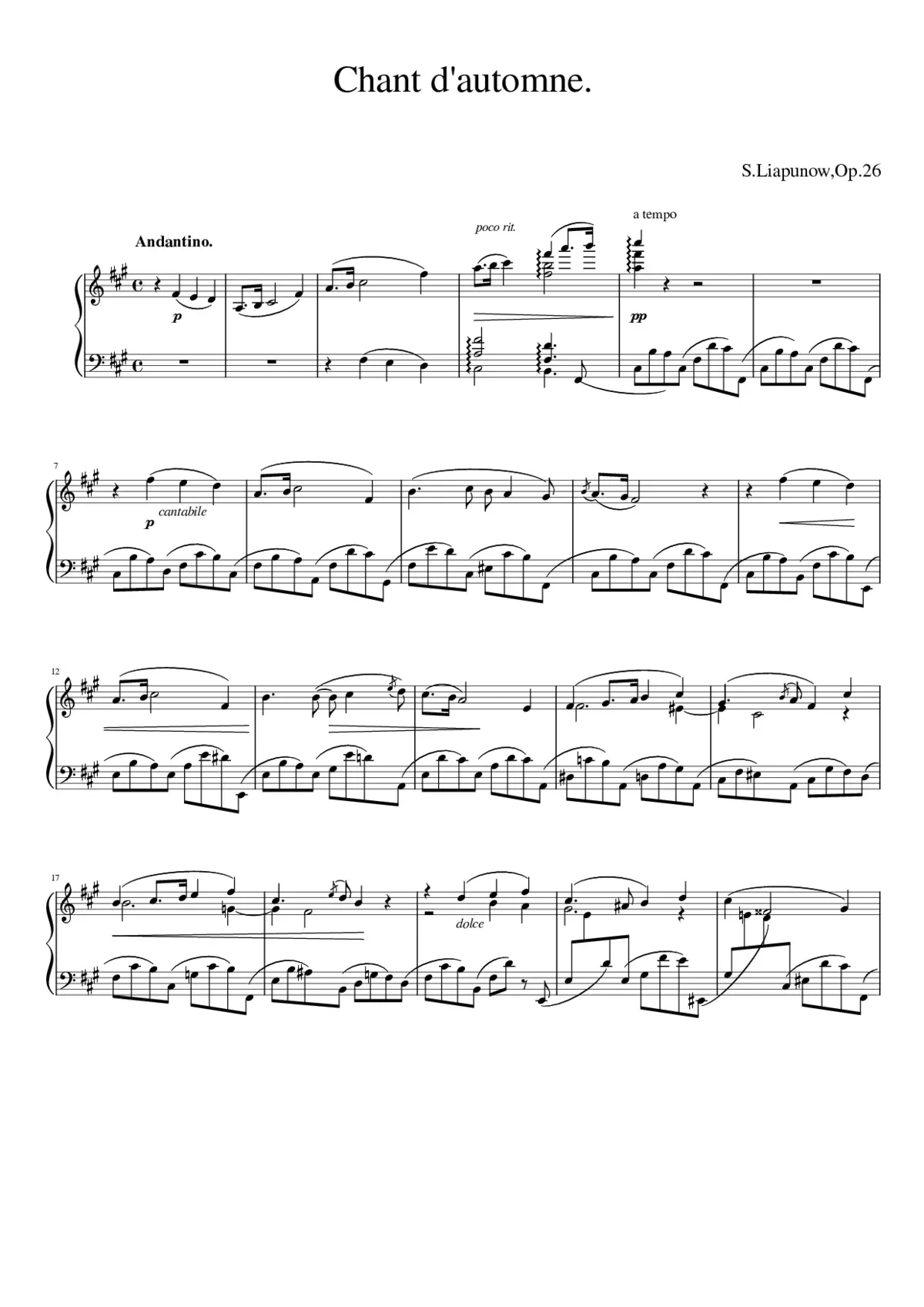 Chant d'automne Op.26 - Page 1