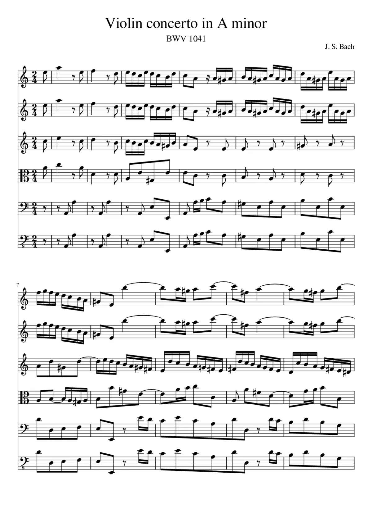 Violin Concerto in A minor BWV 1041 - Page 1