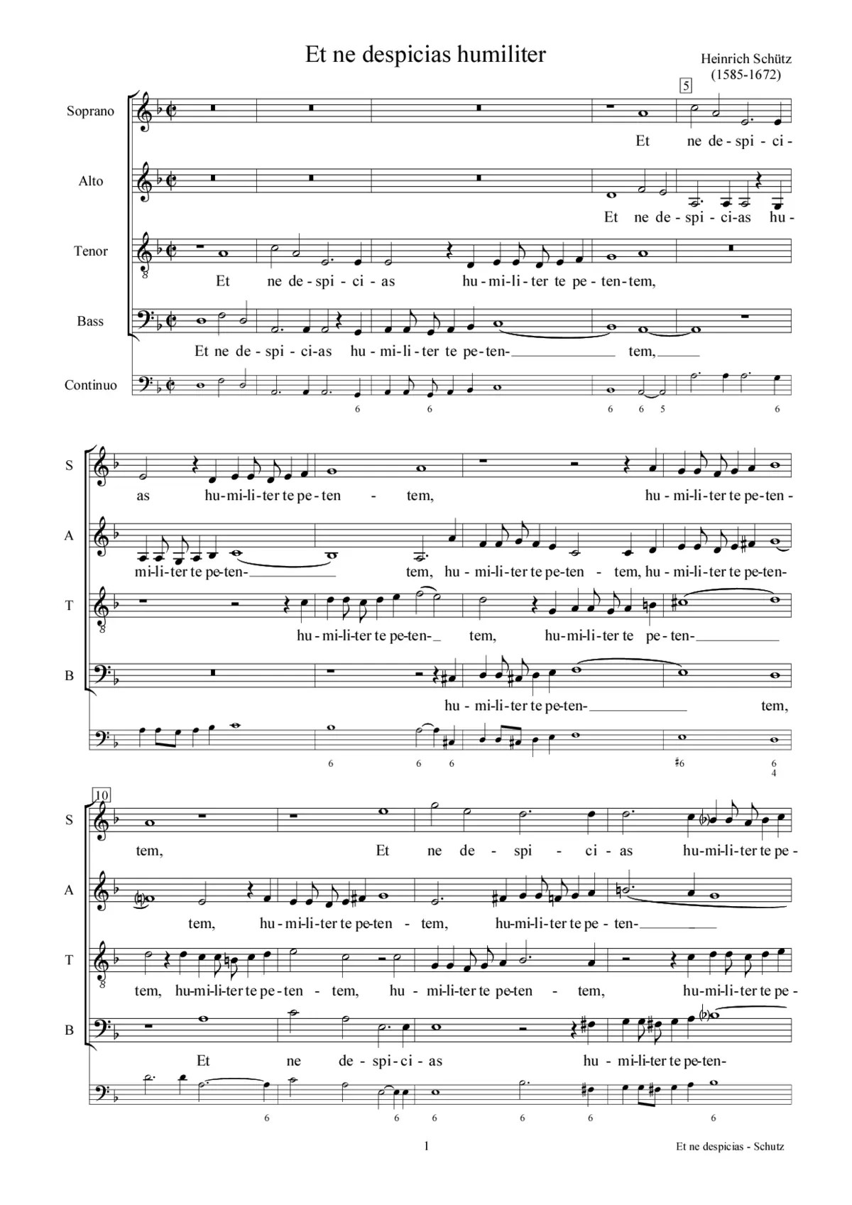 Et ne despicias humiliter te petentem, SWV 54 (Secunda pars) - Page 1
