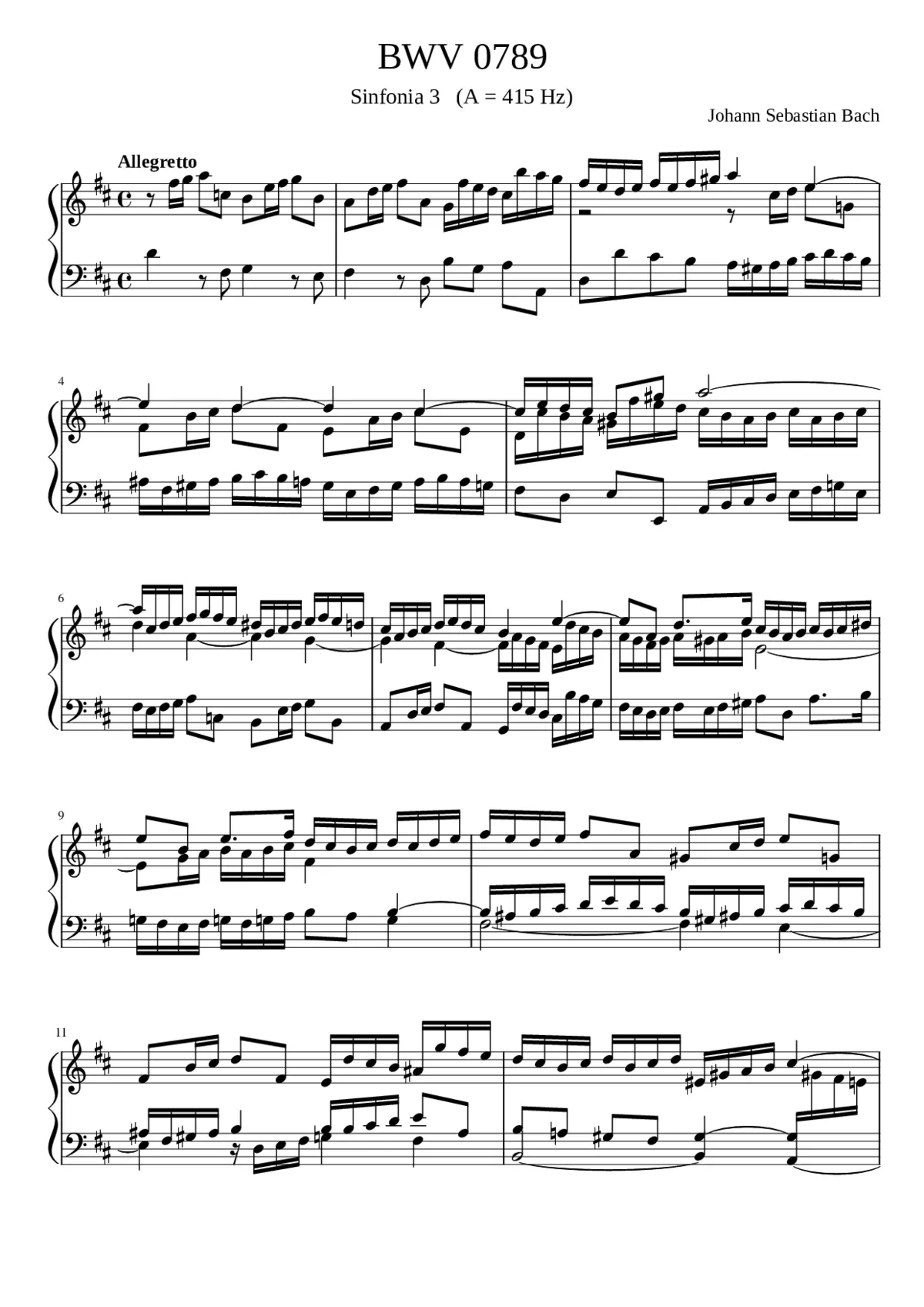 Sinfonia in D major BWV 789 - Page 1