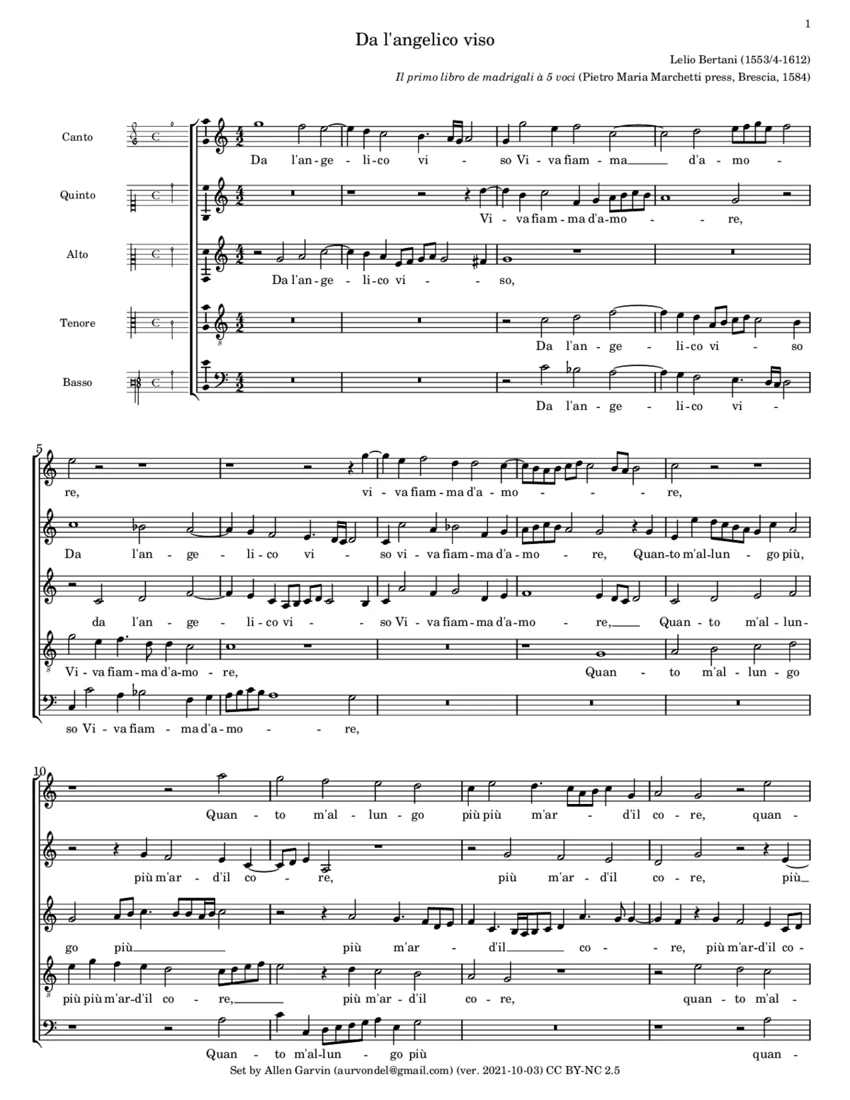 Da l'angelico viso - Page 1