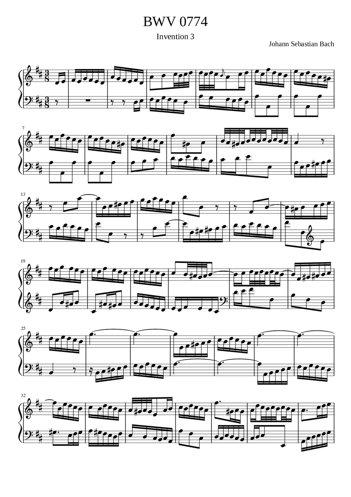 Invention in D major BWV 774 - Page 1