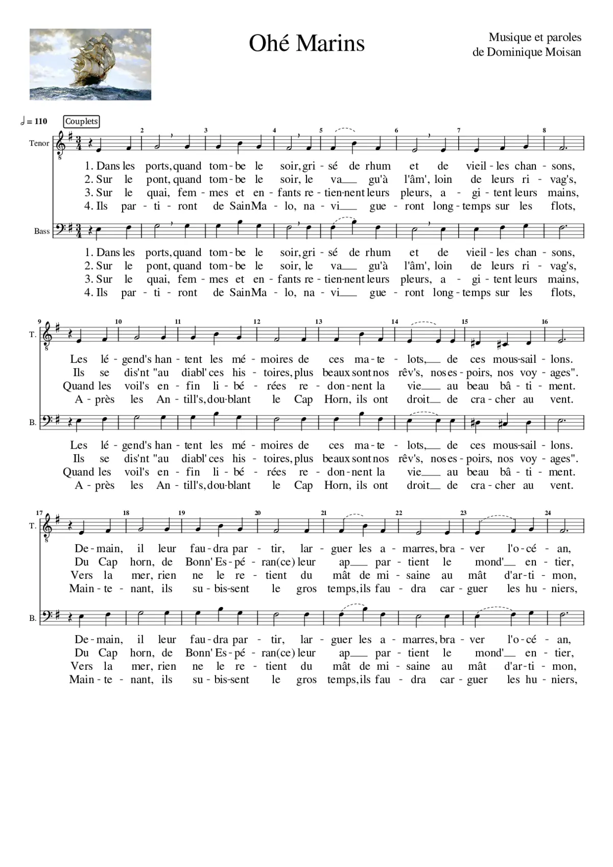 Ohé Marins (2 voix MuseScore) - Page 1