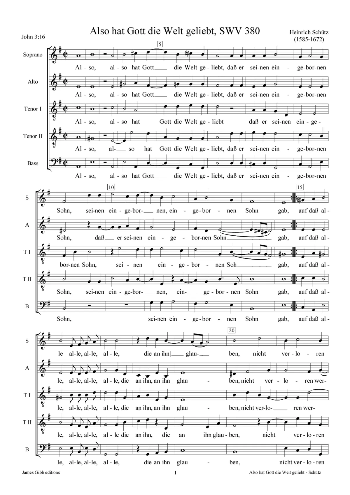 Also hat Gott die Welt geliebt, SWV 380 - Page 1