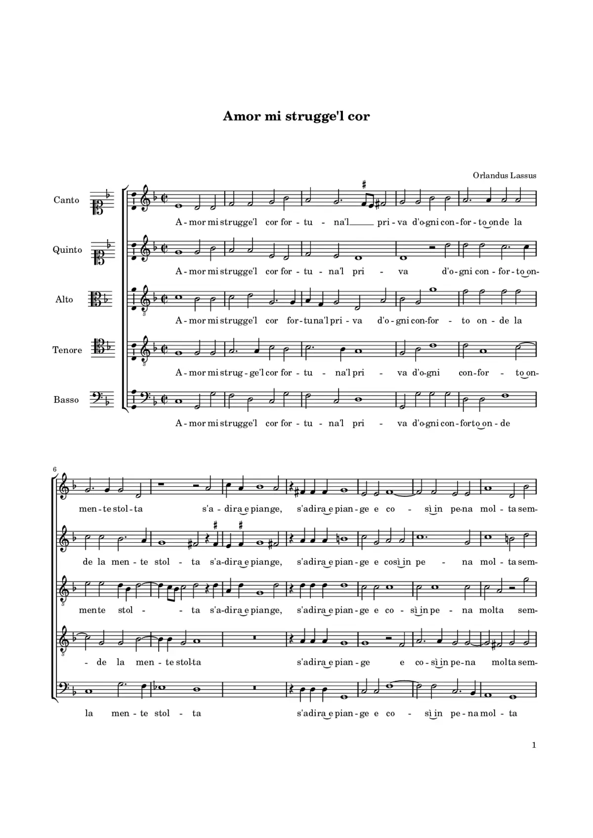 Amor mi strugge'l cor - Page 1