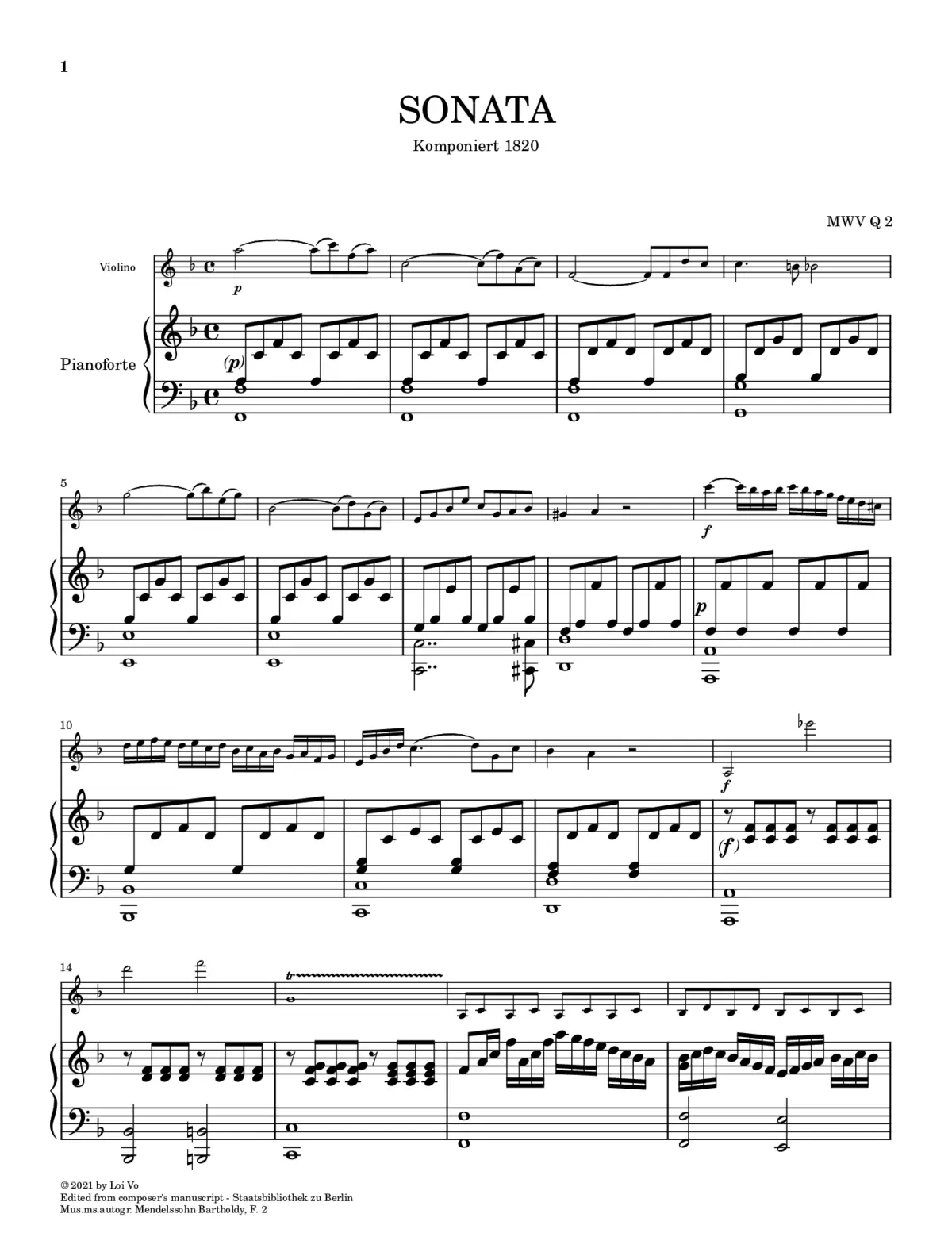 Violin Sonata in F major - Page 1