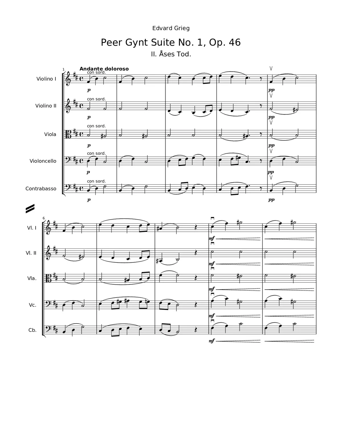Peer Gynt Suite Ase's Death - Page 1
