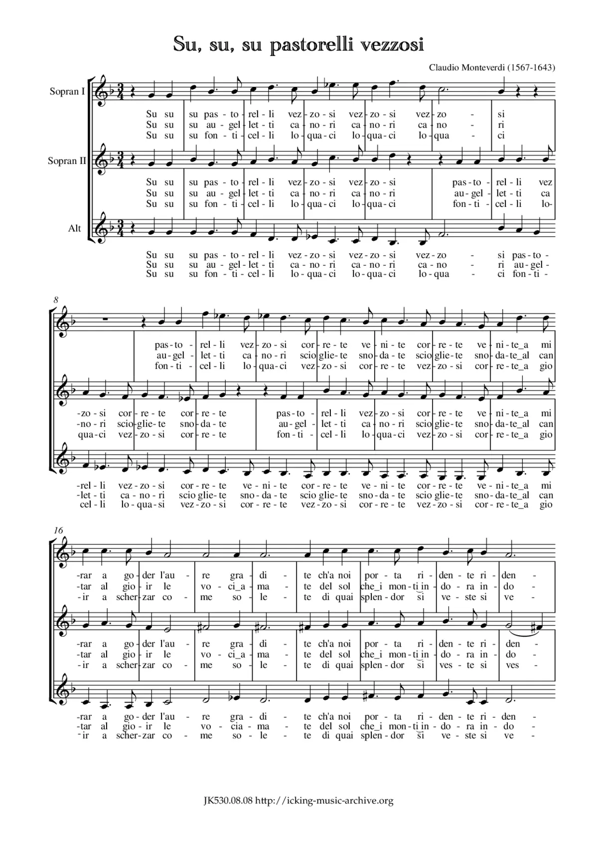 Su su, su pastorelli vezzosi, SV 166 - Page 1