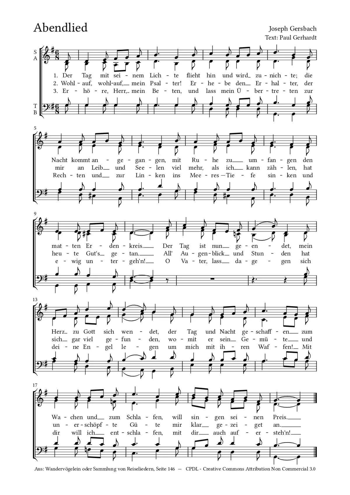 Abendlied: Der Tag mit seinem Lichte - Page 1