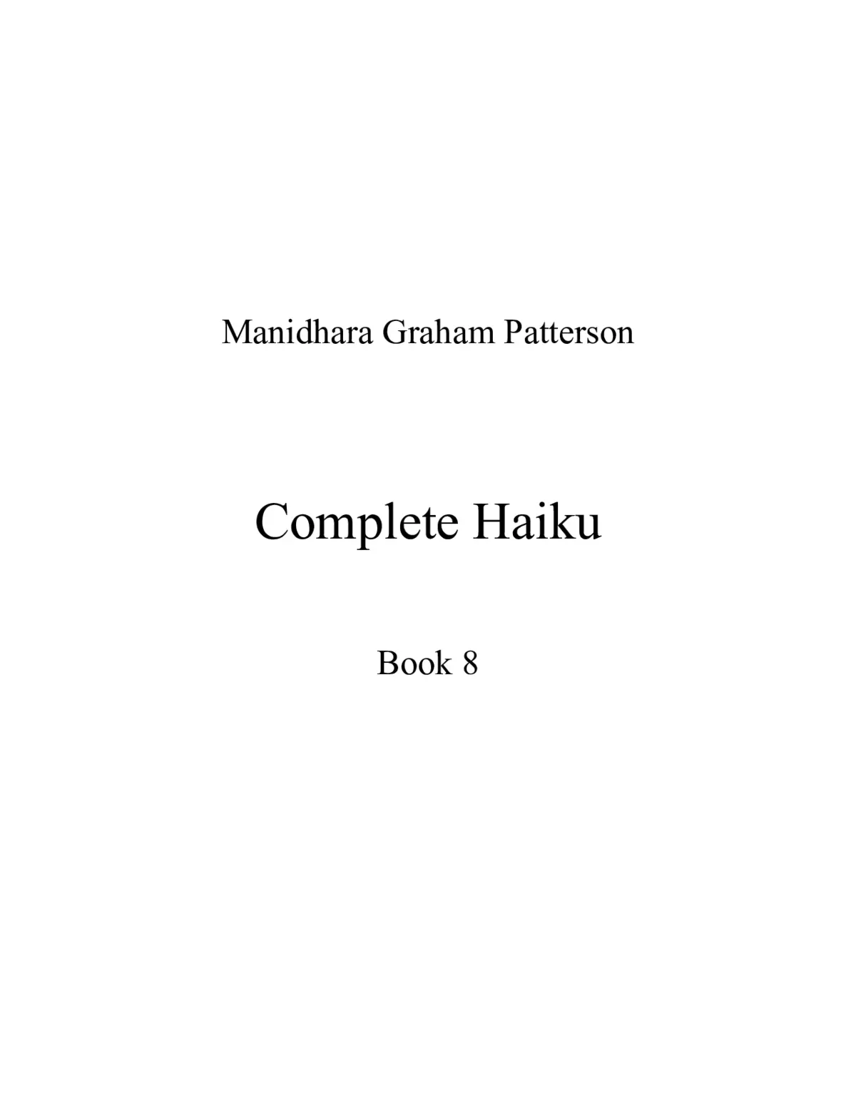 Haiku, Book 8 - Page 1