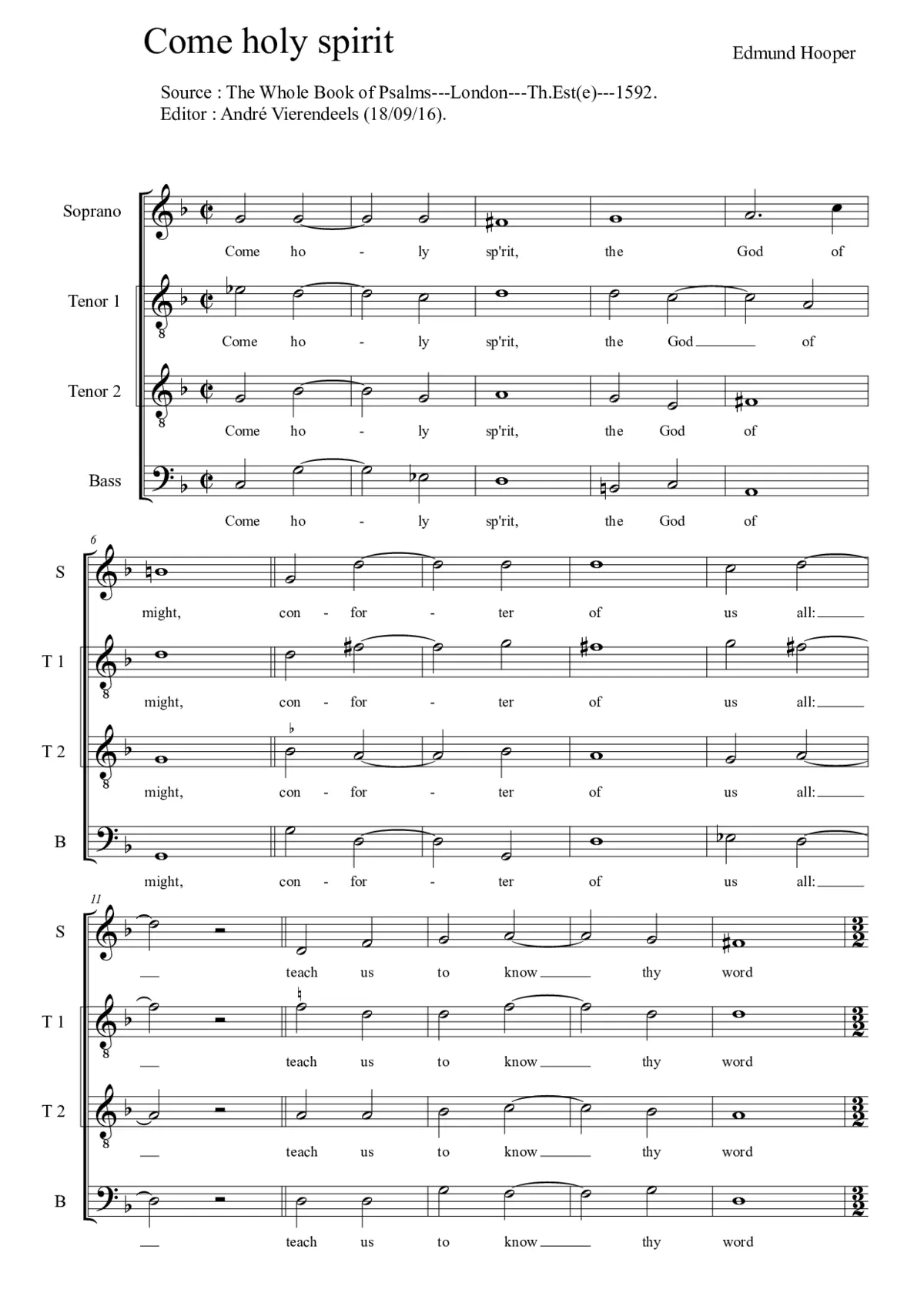 Come holy sp'rit - Page 1