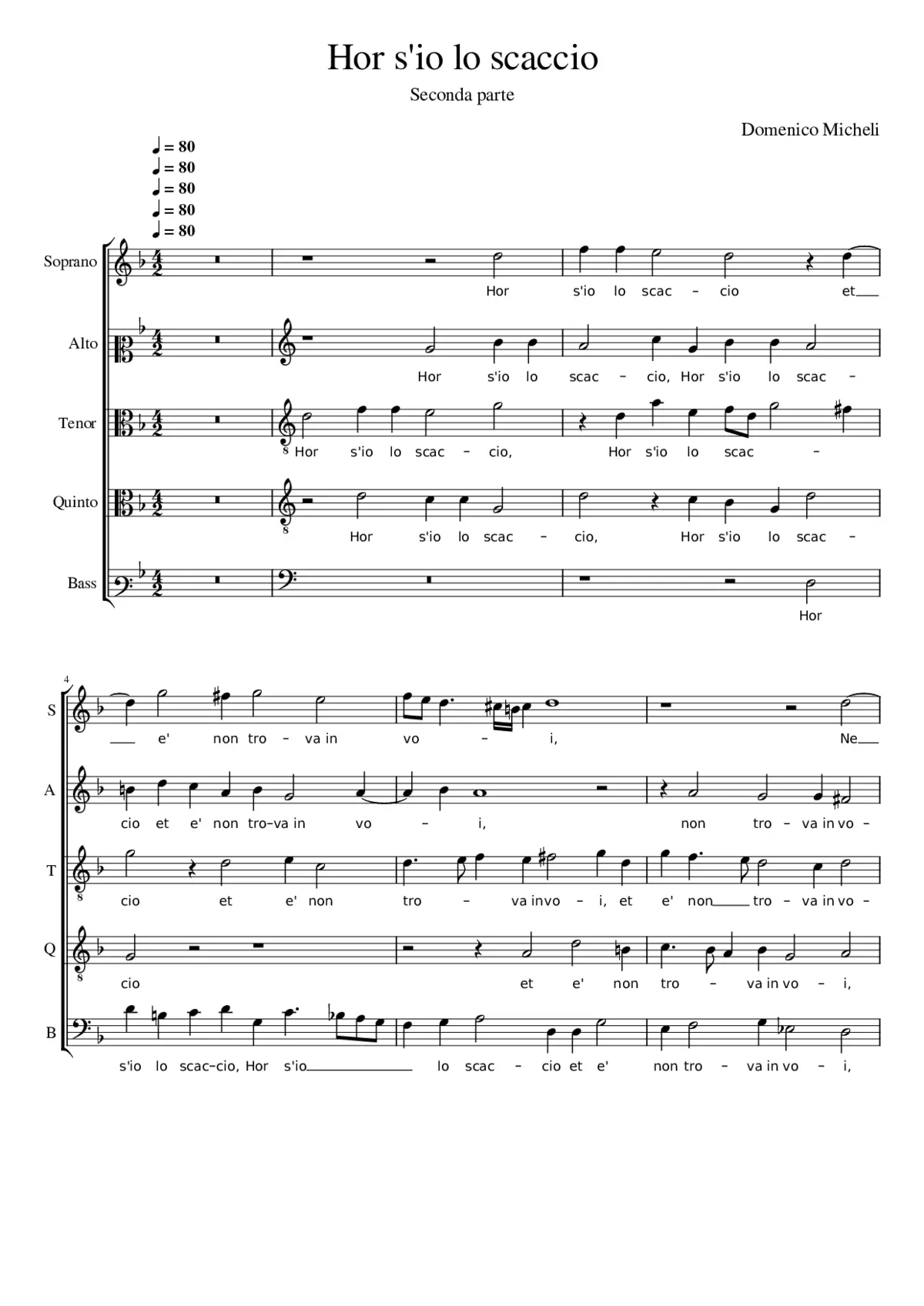 Hor s'io lo scaccio - Page 1