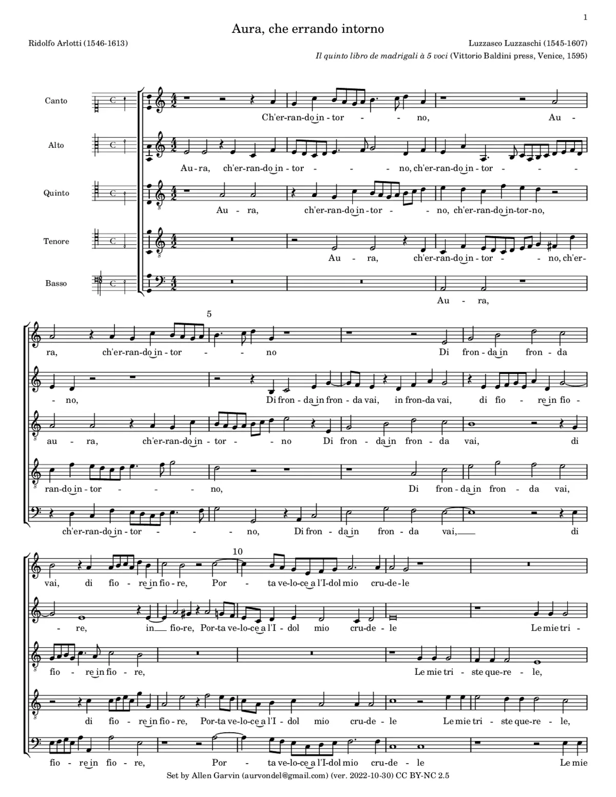 Aura, che errando intorno - Page 1
