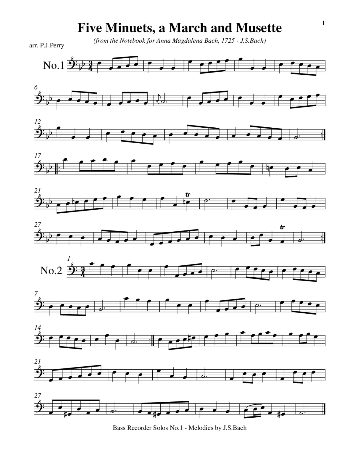 16 Arrangements for Bass Recorder - Page 1