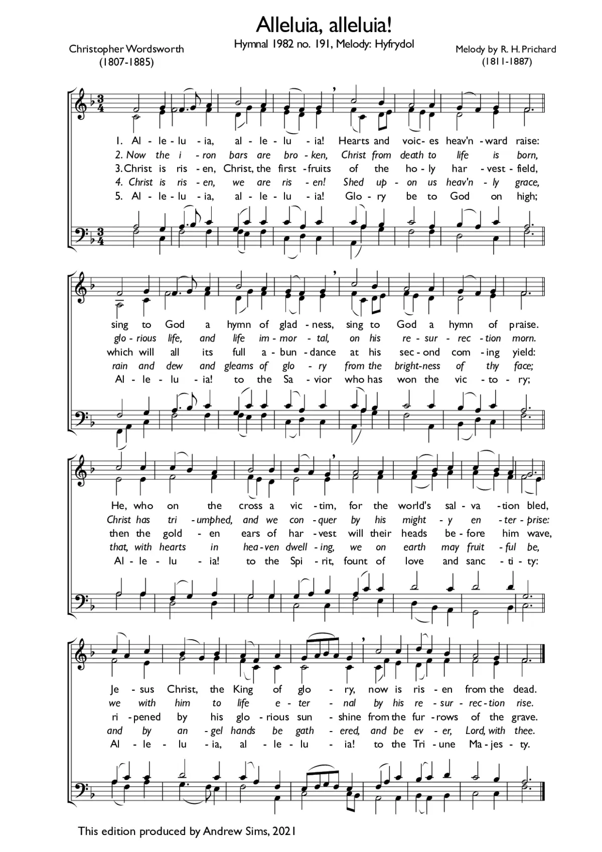 Alleluia, alleluia! Hearts and voices heavenward raise: - Page 1