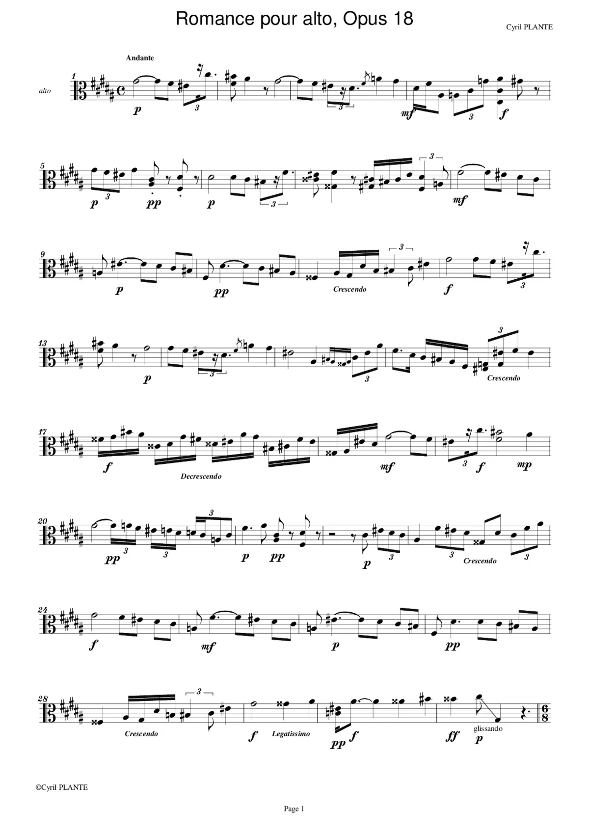 2 Romances for Viola Solo - Page 1