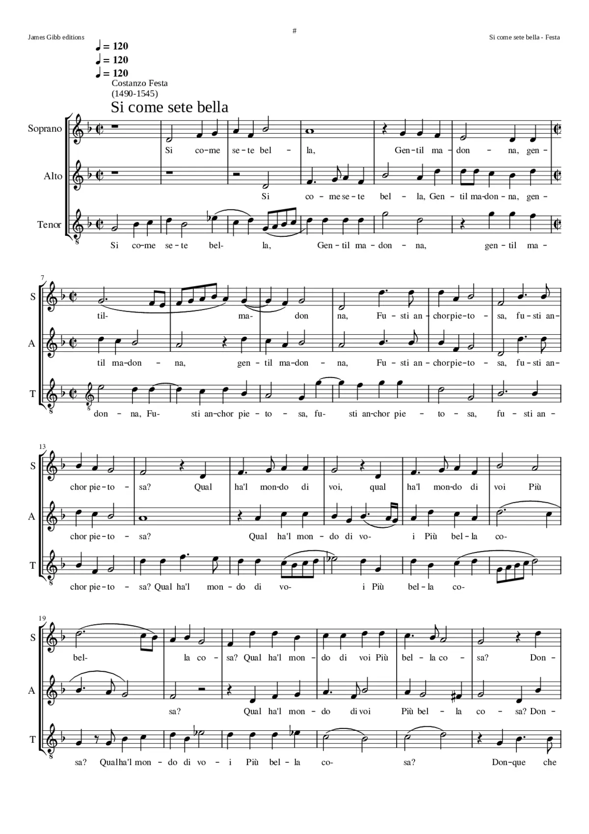 Si come sete bella - Page 1