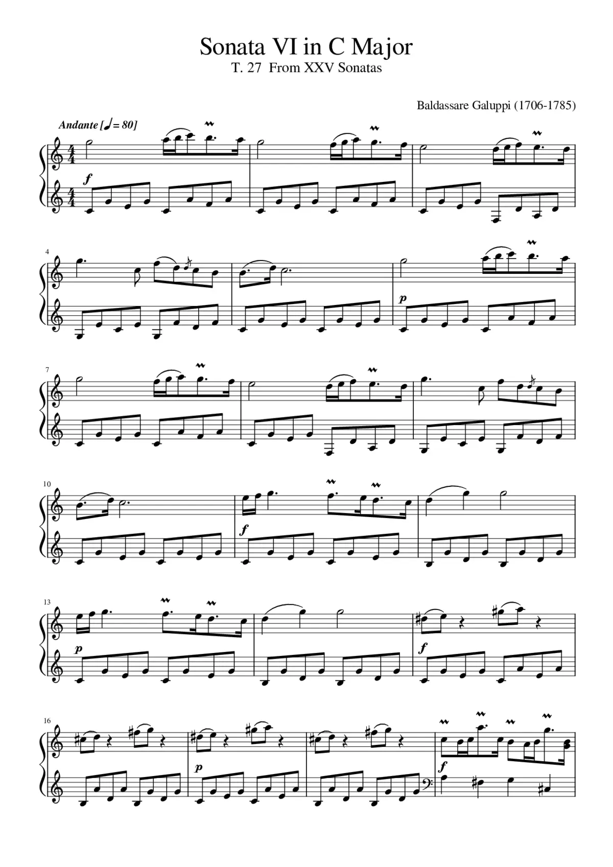 Sonata VI in C Major Andante - Page 1
