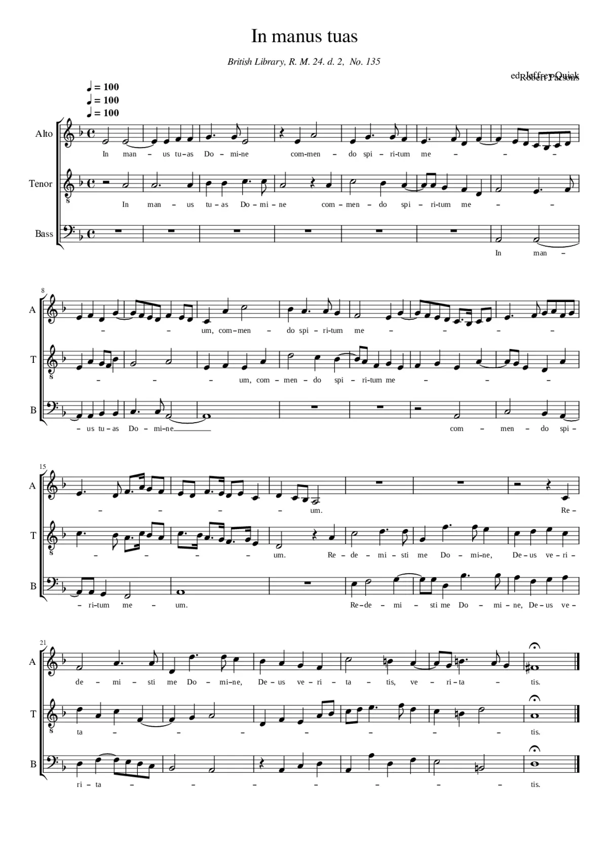 In manus tuas an extract from O bone Jesu - Page 1